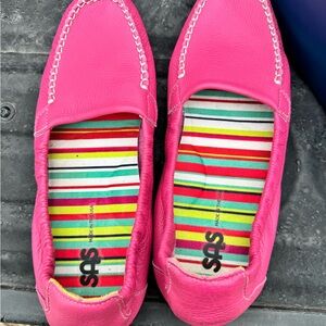 SAS Vibrant Pink Loafers with Multicolor Insole